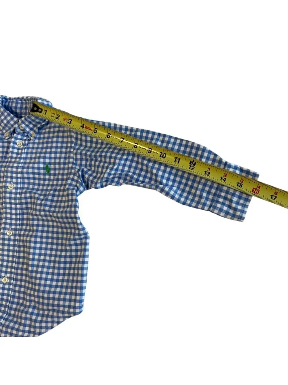 Ralph Lauren Gingham Shirt Boys Blue White Cotton Long Sleeve Button Down Size 2
